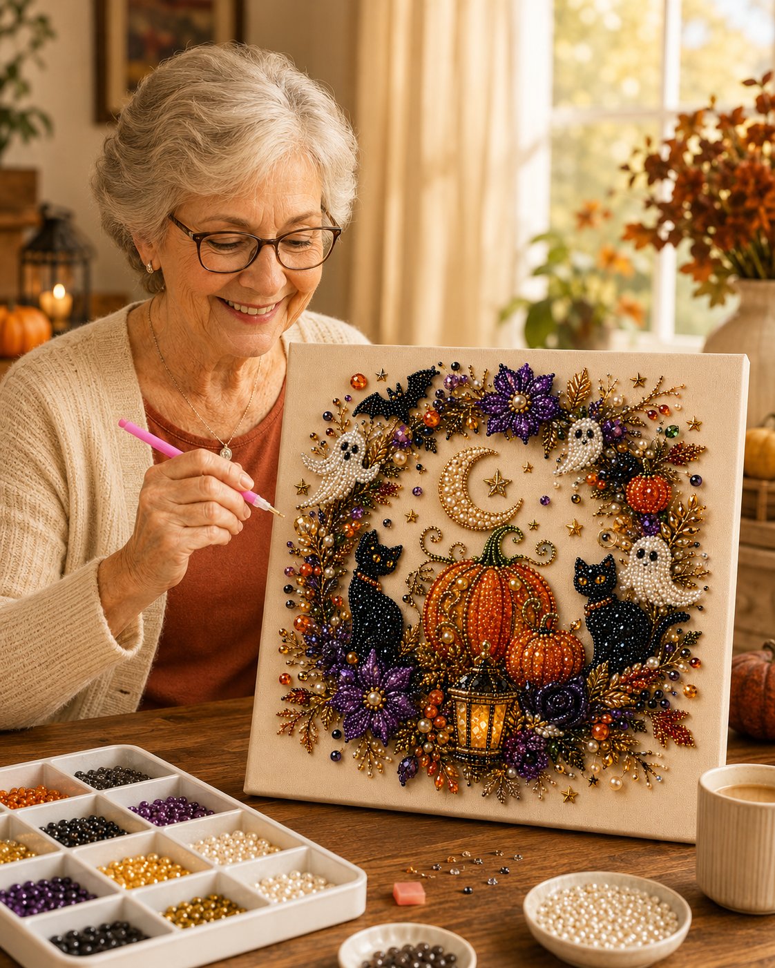 🔥 Sidste dag med 49 % rabat – 👻✨ Halloween-perlekunst-DIY-sæt – Forvandl små perler til uhyggelig-sød magi (📦Køb 2, få gratis fragt)