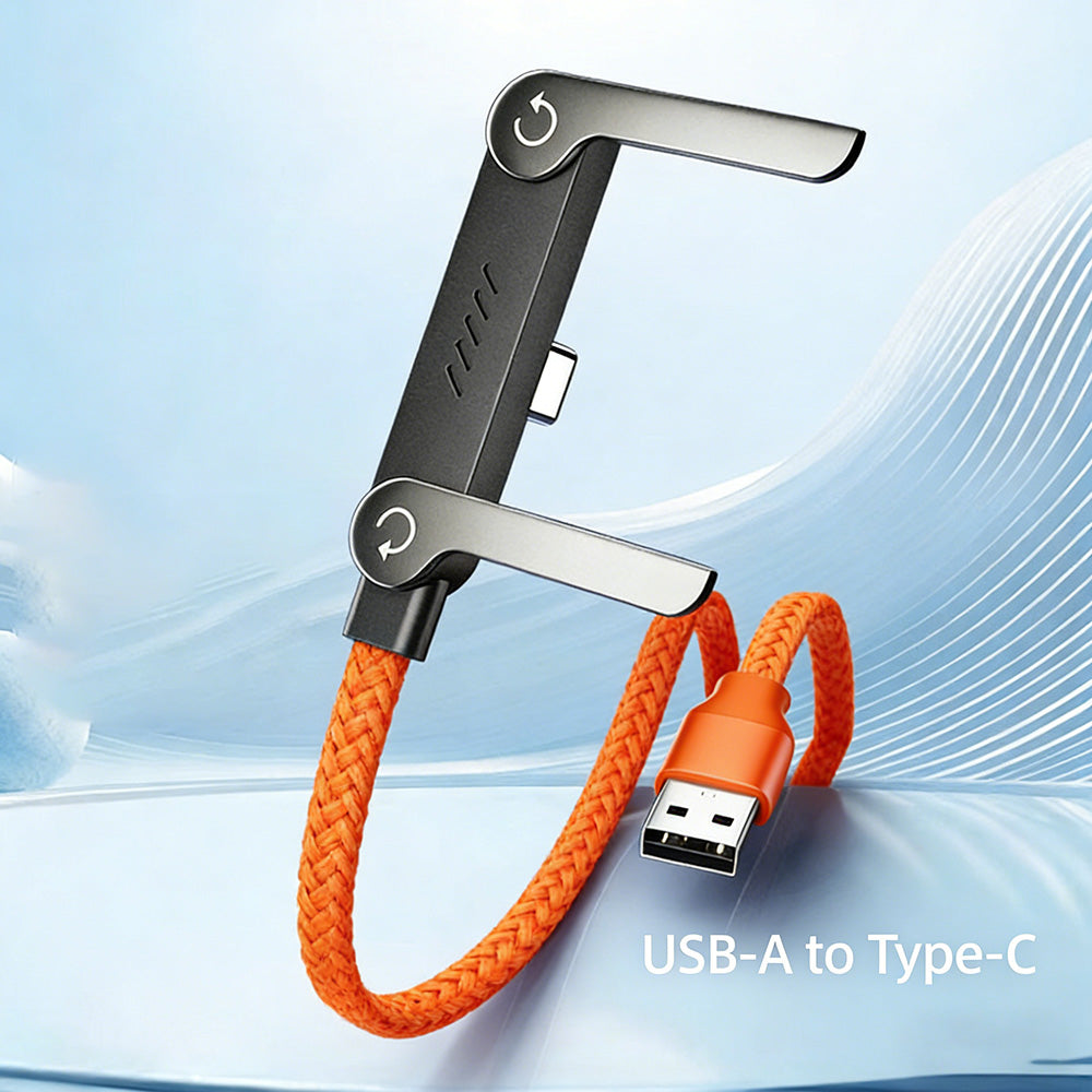 ⚡240 W hurtigopladerkabel med integreret, usynligt stativ — indbygget telefonholder
