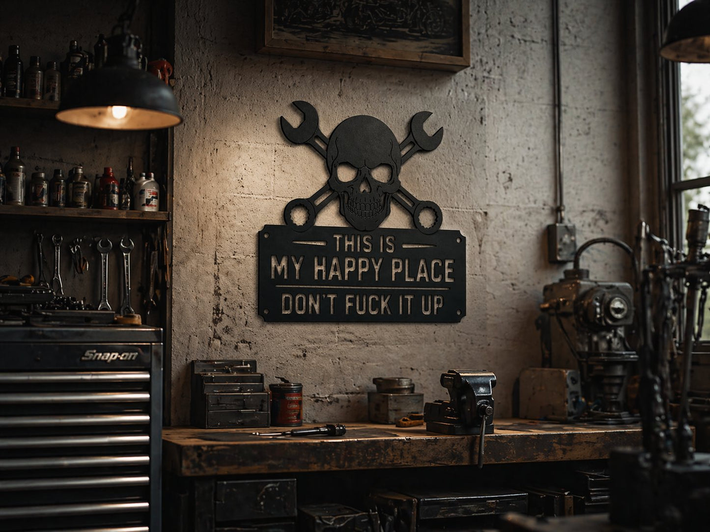 💀🛠️«This Is My Happy Place» – vægskilt i metal🔥