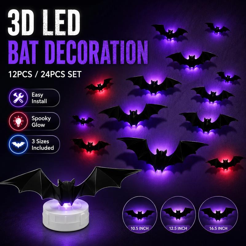 🦇Halloween-dekoration: 3D-LED-væglampe i form af en flagermus
