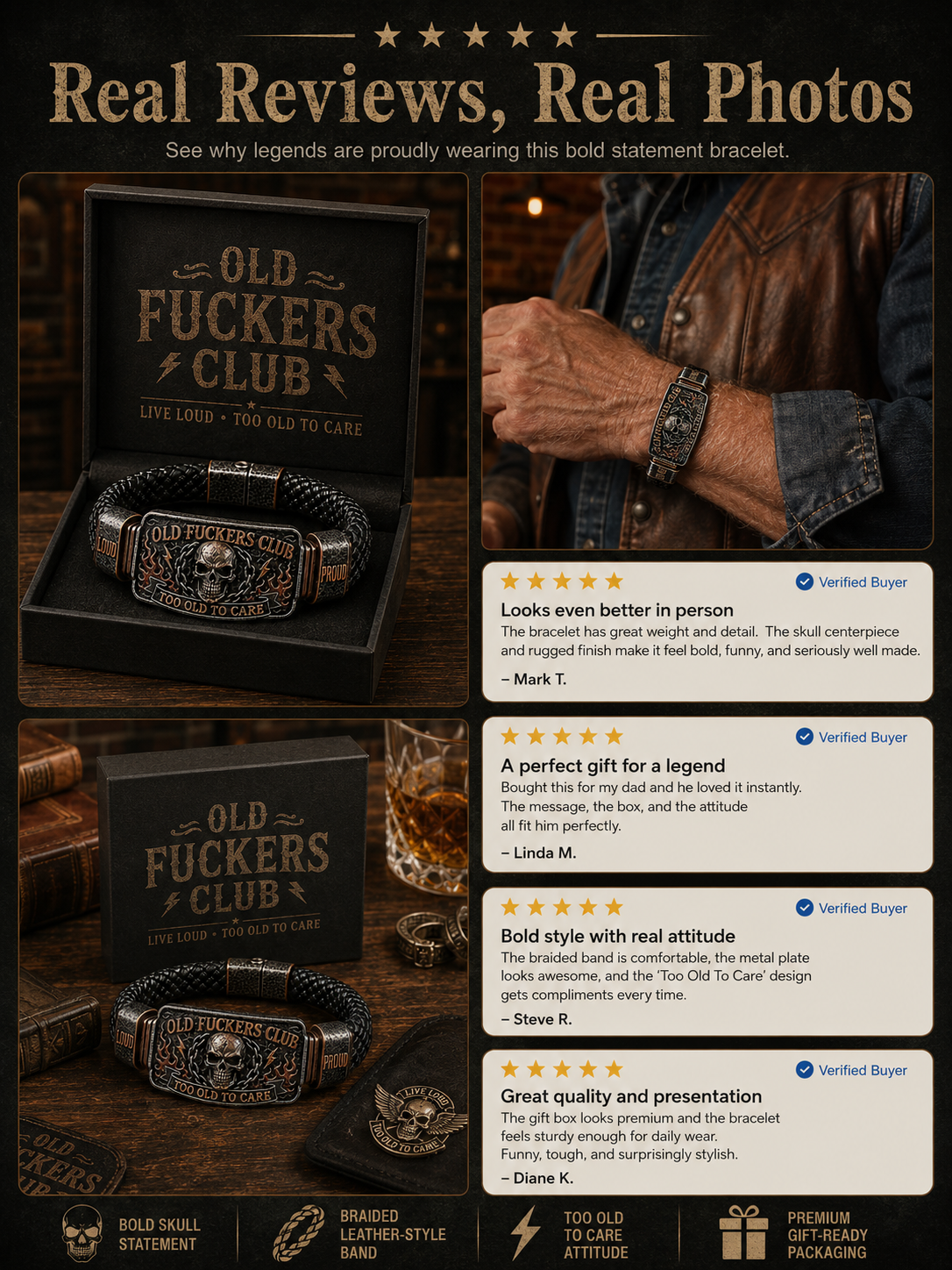 ☠️ Old Fuckers Club & Wild Freedom 🪓 | 2026 i begrænset oplag af vintage-armbånd