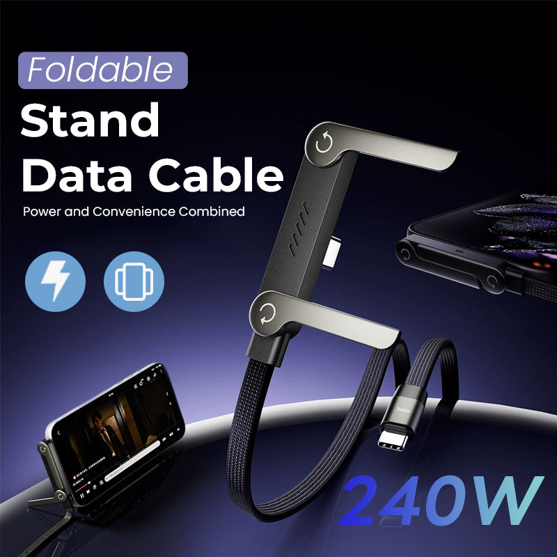 ⚡240 W hurtigopladerkabel med integreret, usynligt stativ — indbygget telefonholder