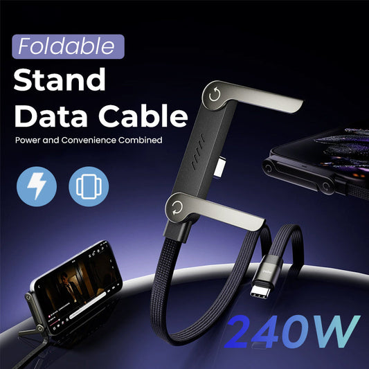 ⚡240 W hurtigopladerkabel med integreret, usynligt stativ — indbygget telefonholder