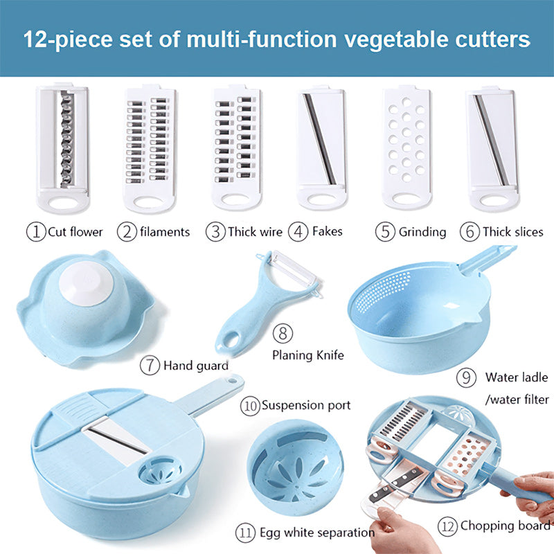 12-delt sæt multifunktions grøntsagsskærere