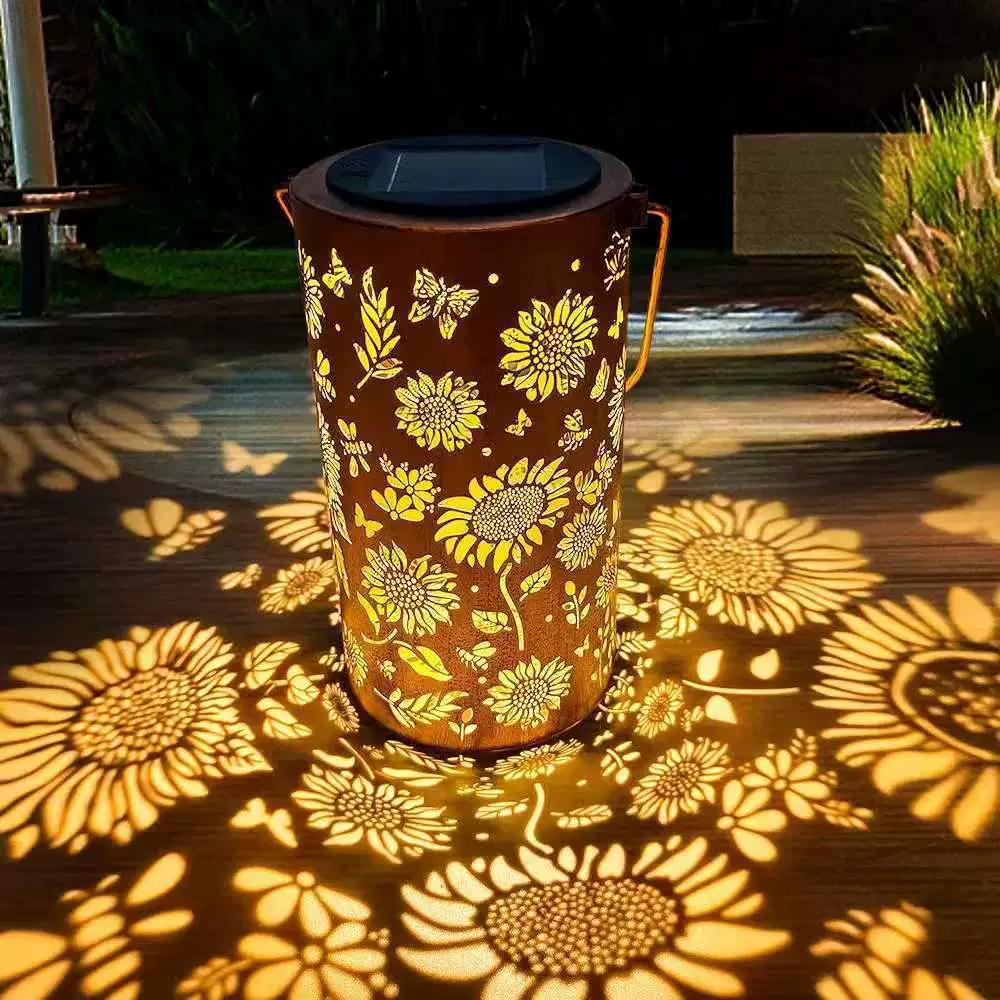 🌞🌻Farverig, solcelledrevet havelampe med solsikkelyseffekt