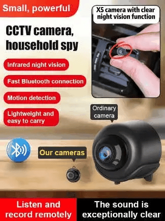 📸 1080P mini-trådløst kamera på størrelse med en mønt, kan installeres hvor som helst, fjernovervågning i realtid via smartphone.