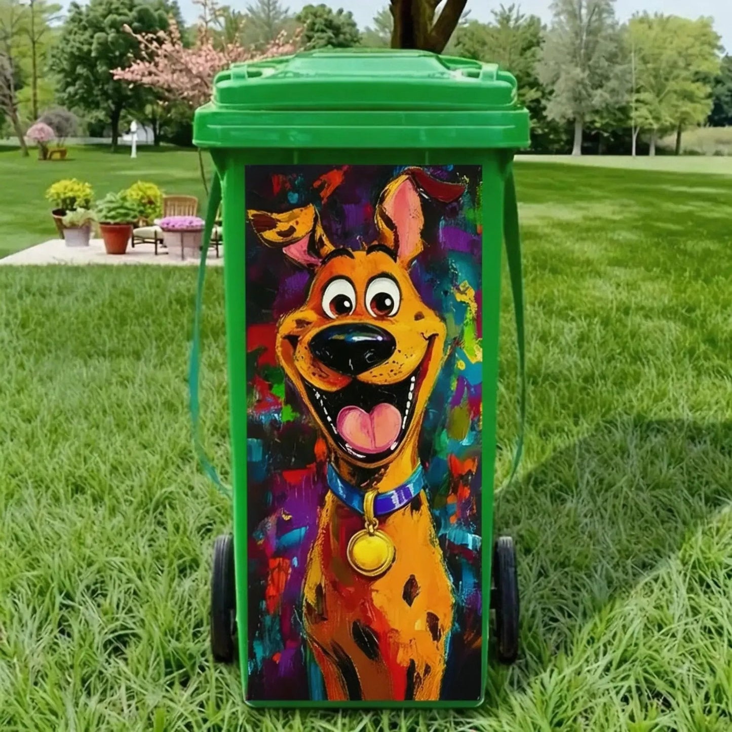 🦒🐯Kreativt klistermærke til skraldespanden med farverig tegneserie✨