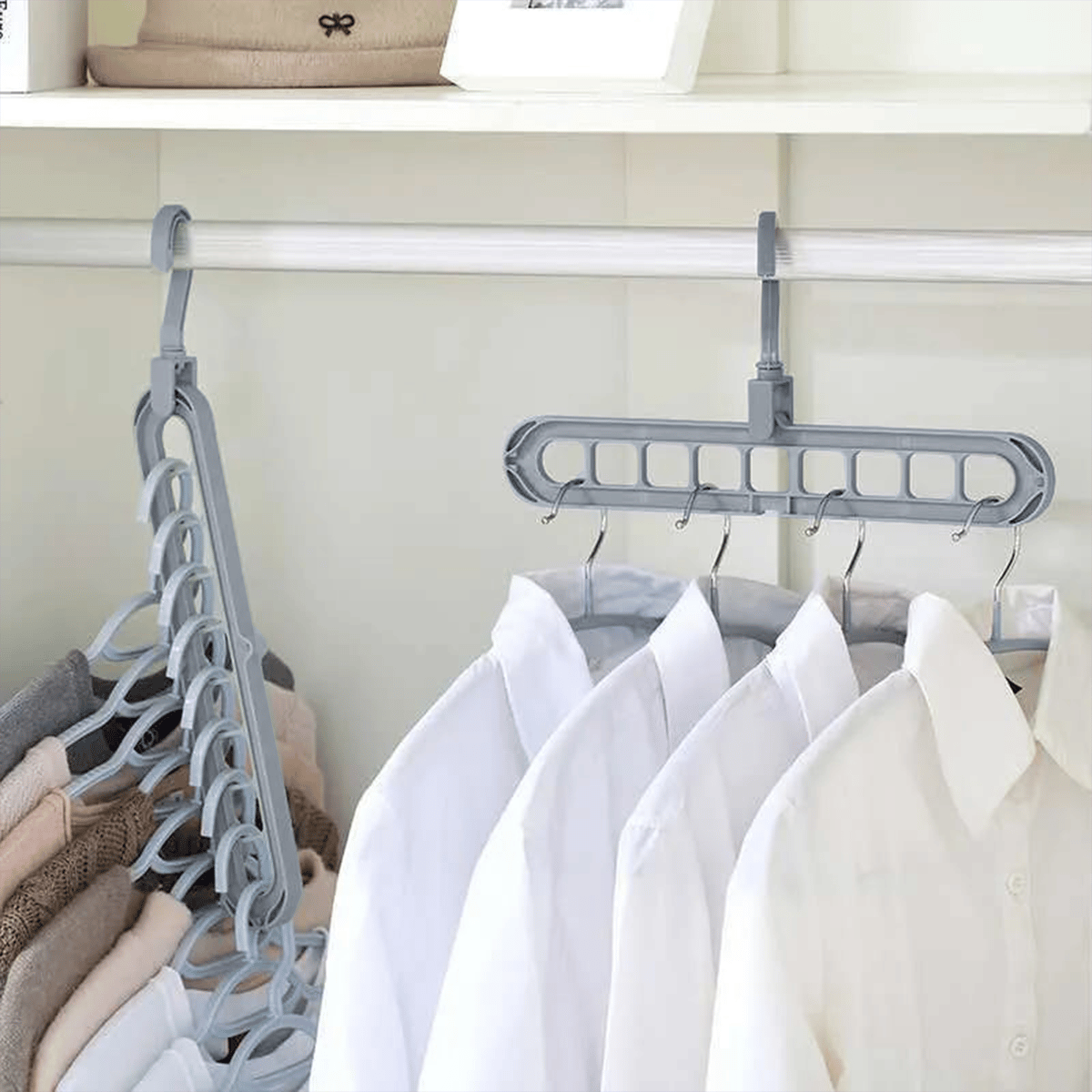 🔥👚 9-i-1 smart tøjbøjle – Få 85 % mere plads i dit skab!