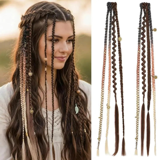 🌿🎨 Boho-fletninger med perler og hårspænder – En nem forvandling af frisuren til festivaler og hverdagen (✨2 stk.)