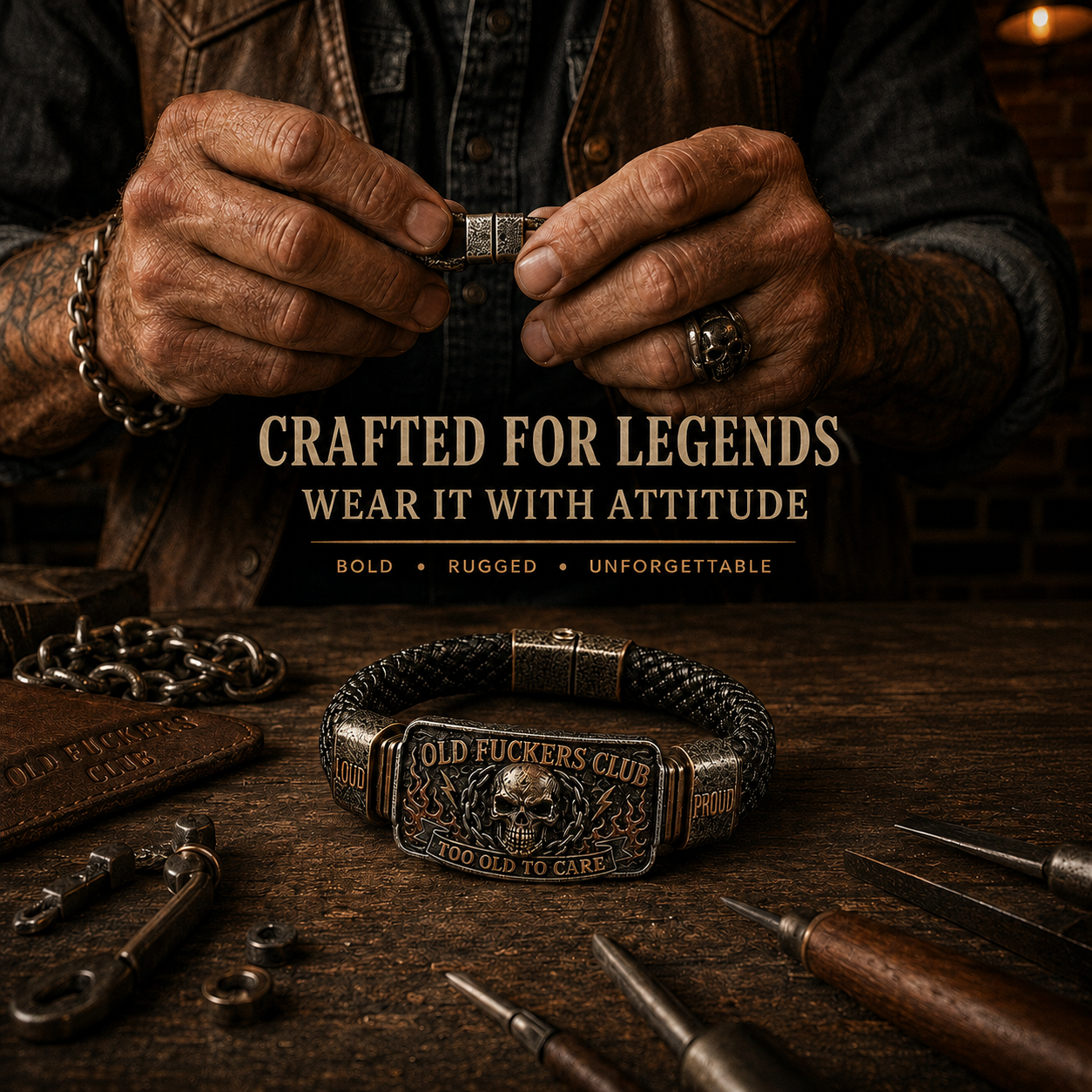 ☠️ Old Fuckers Club & Wild Freedom 🪓 | 2026 i begrænset oplag af vintage-armbånd