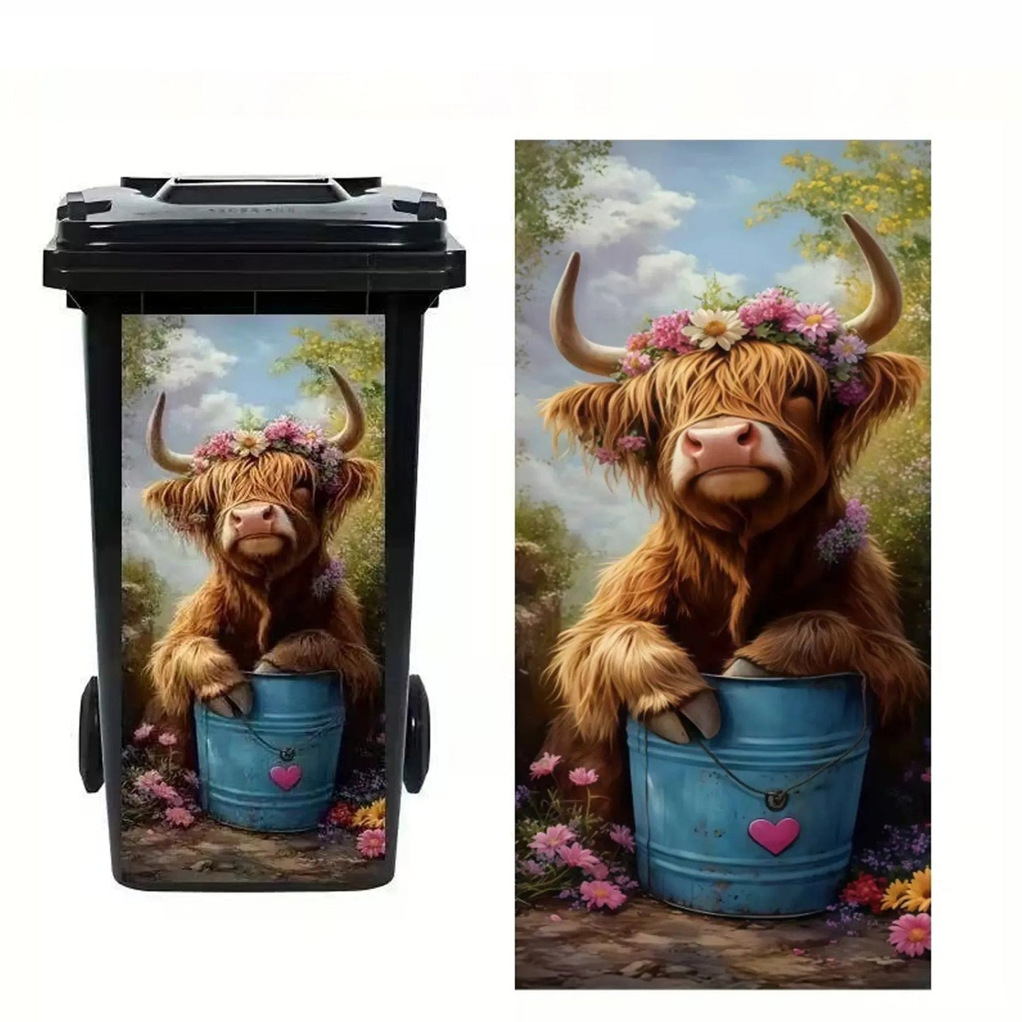 🦒🐯Kreativt klistermærke til skraldespanden med farverig tegneserie✨