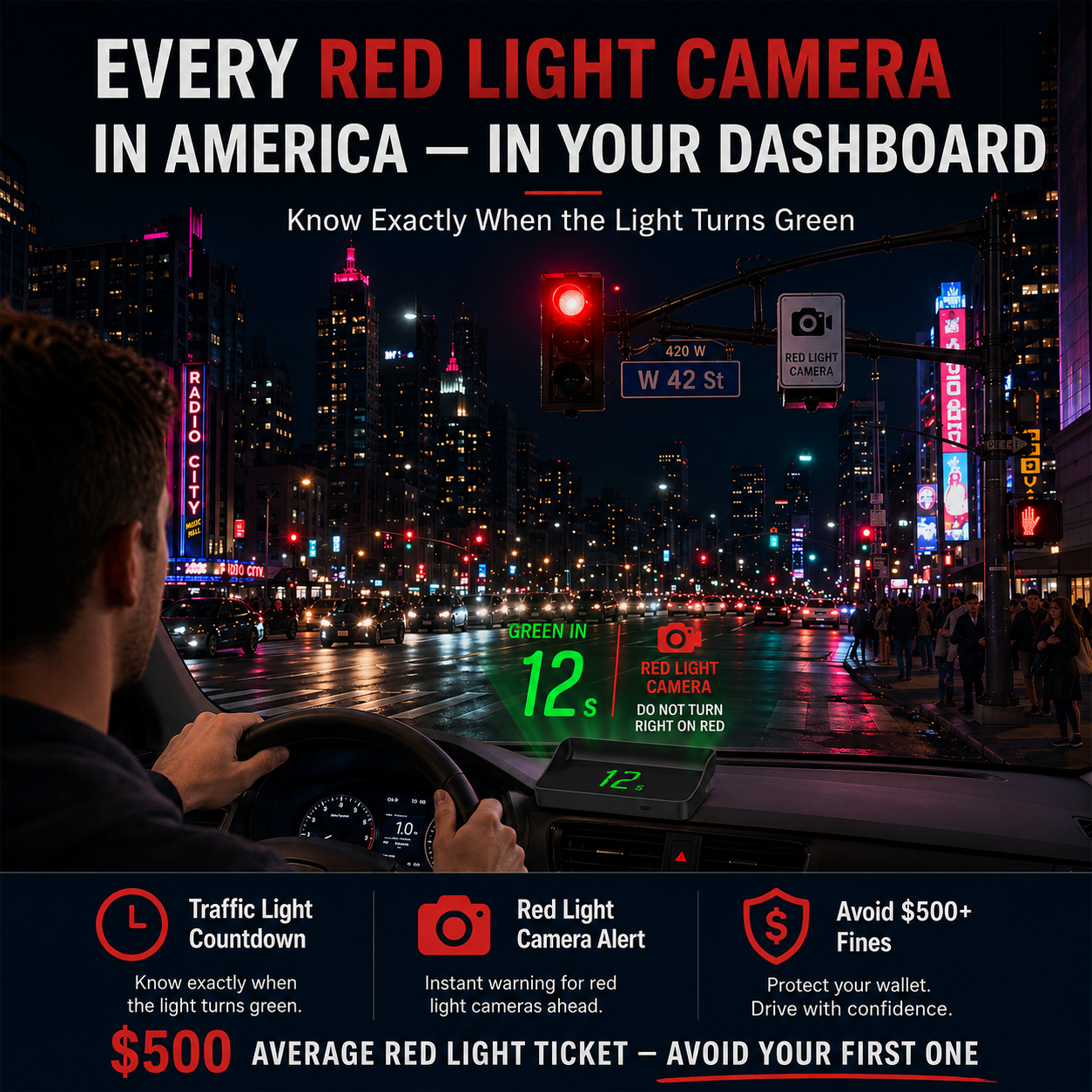 Head-Up Display (HUD) – GPS til biler med digitalt speedometer