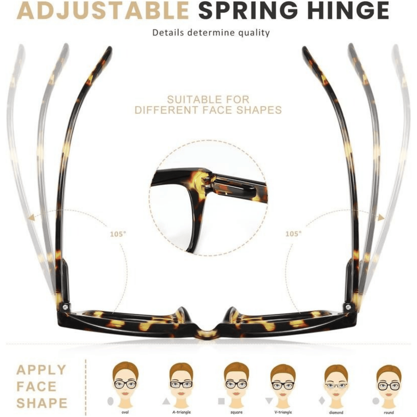 🔥Særtilbud – ✨👓Brille med skildpaddeskaller – Oversized, firkantede briller med blåt lysfilter