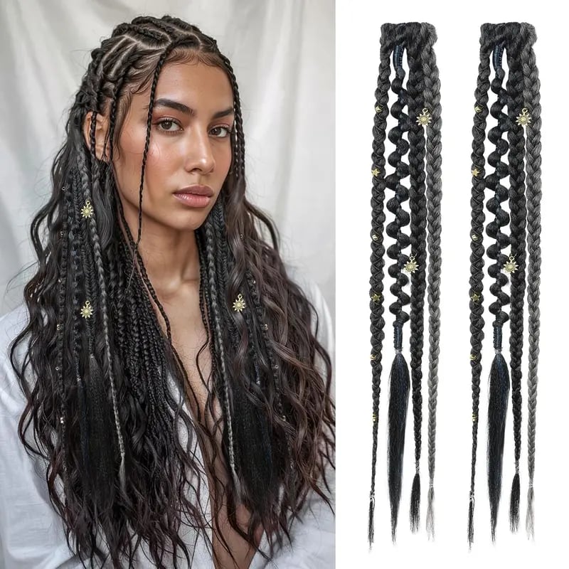 🌿🎨 Boho-fletninger med perler og hårspænder – En nem forvandling af frisuren til festivaler og hverdagen (✨2 stk.)