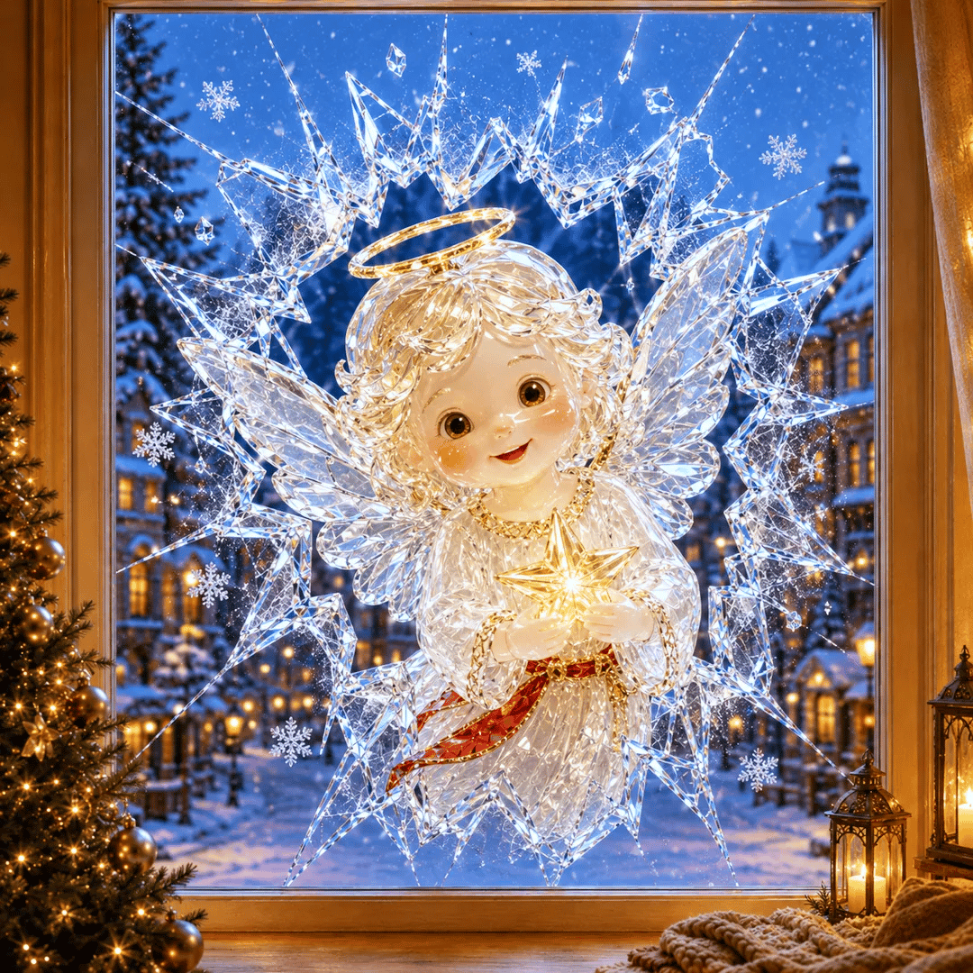 🔥HETEREA 49 % RABATT✨🎄Weihnachtsaufkleber mit Kristallmotiv, der einen Einbruch am Fenster vortäuscht – 3D-Fensterdekoration mit zerbrochenem Glas