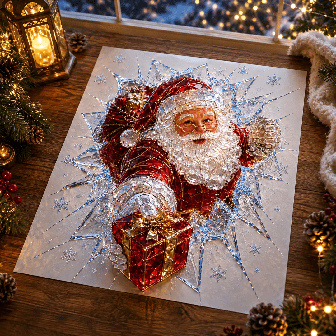 🔥HETEREA 49 % RABATT✨🎄Weihnachtsaufkleber mit Kristallmotiv, der einen Einbruch am Fenster vortäuscht – 3D-Fensterdekoration mit zerbrochenem Glas