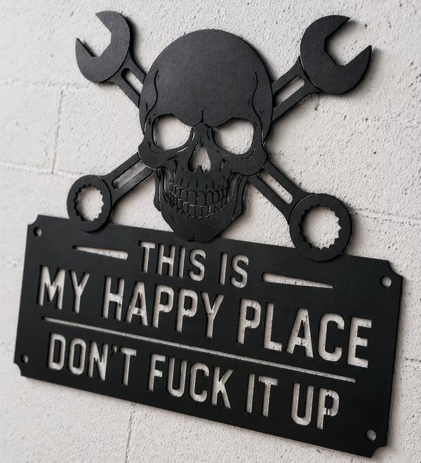 💀🛠️«This Is My Happy Place» – vægskilt i metal🔥