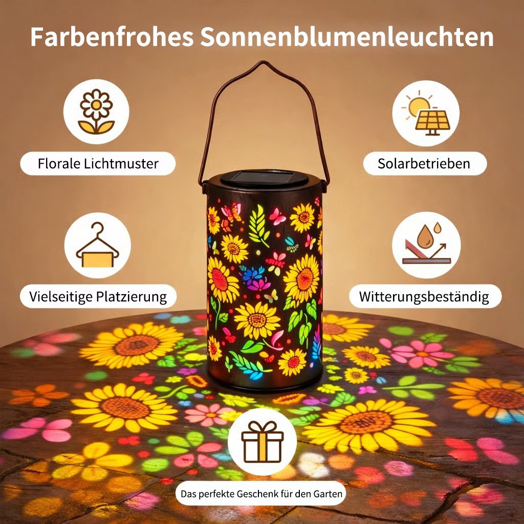 🌞🌻Farverig, solcelledrevet havelampe med solsikkelyseffekt