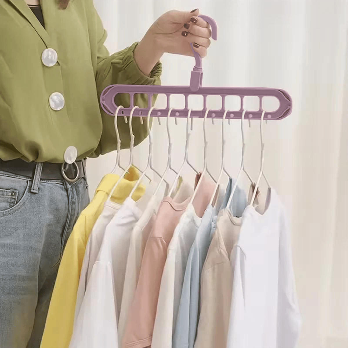 🔥👚 9-i-1 smart tøjbøjle – Få 85 % mere plads i dit skab!