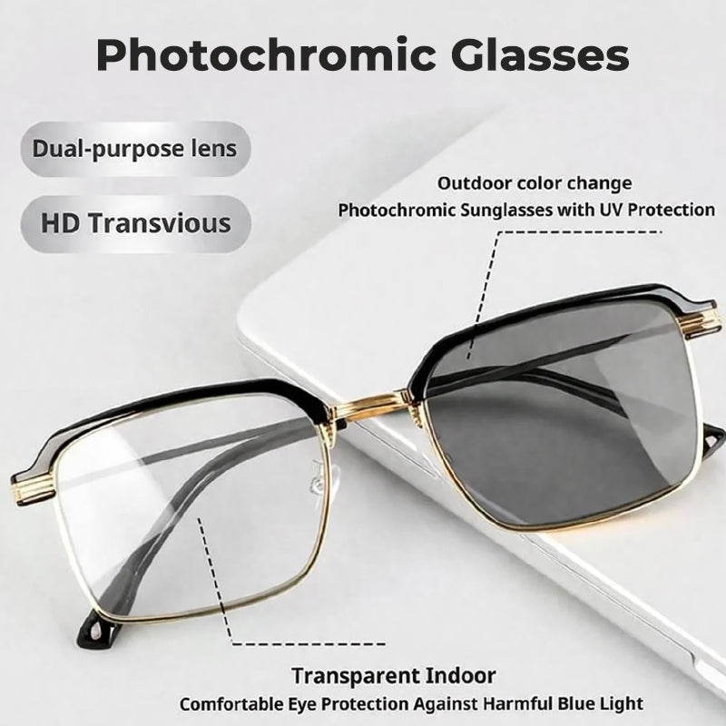 👓Fotokromatiske briller – automatisk mørkfarvning, UV400-beskyttelse og blålysfilter