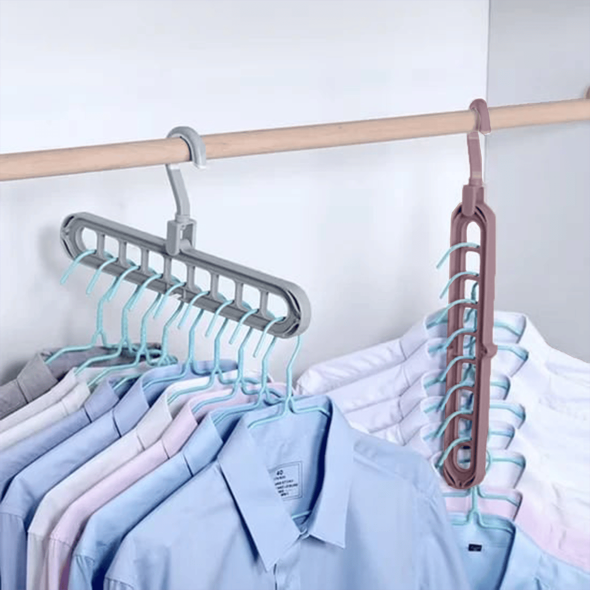 🔥👚 9-i-1 smart tøjbøjle – Få 85 % mere plads i dit skab!