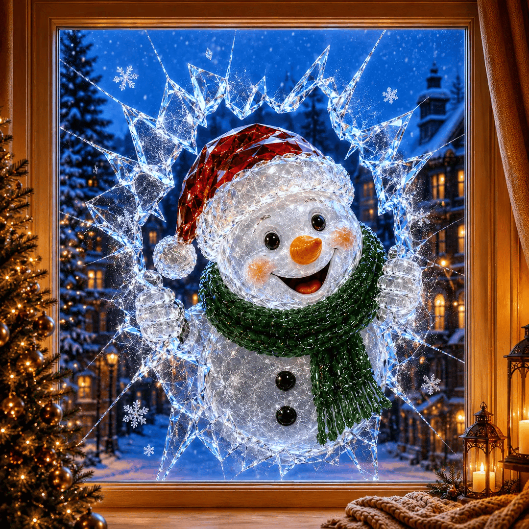 🔥HETEREA 49 % RABATT✨🎄Weihnachtsaufkleber mit Kristallmotiv, der einen Einbruch am Fenster vortäuscht – 3D-Fensterdekoration mit zerbrochenem Glas