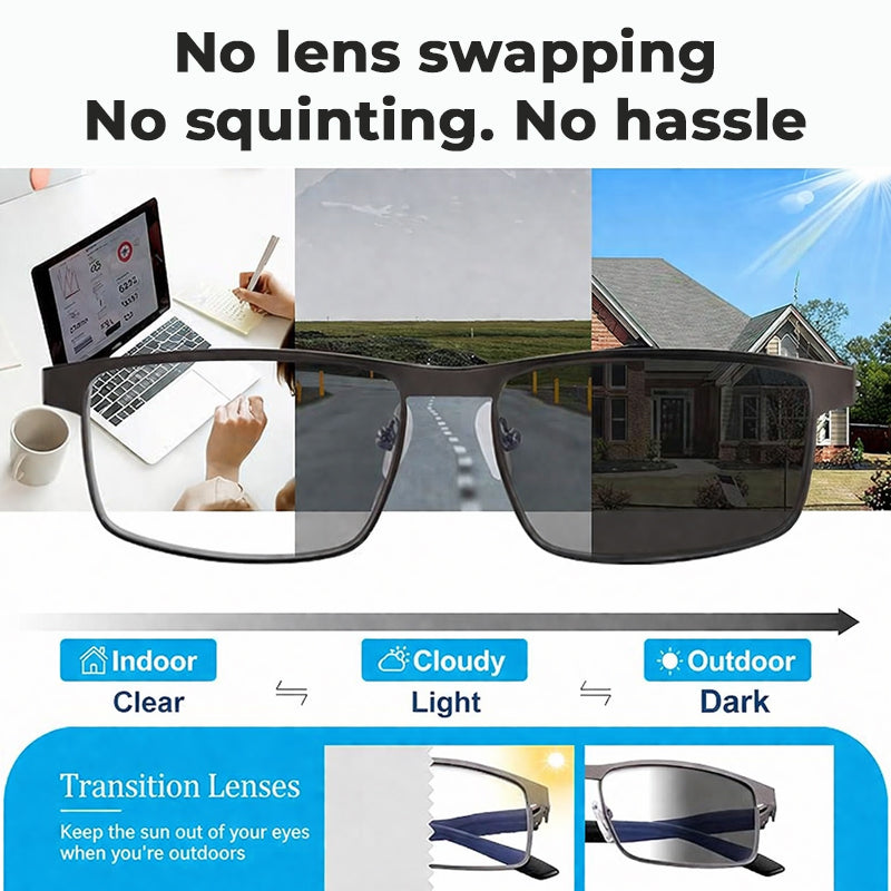 👓Fotokromatiske briller – automatisk mørkfarvning, UV400-beskyttelse og blålysfilter