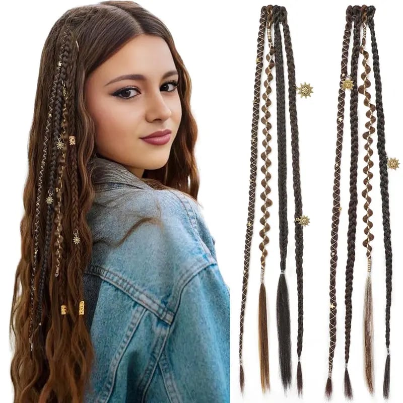 🌿🎨 Boho-fletninger med perler og hårspænder – En nem forvandling af frisuren til festivaler og hverdagen (✨2 stk.)