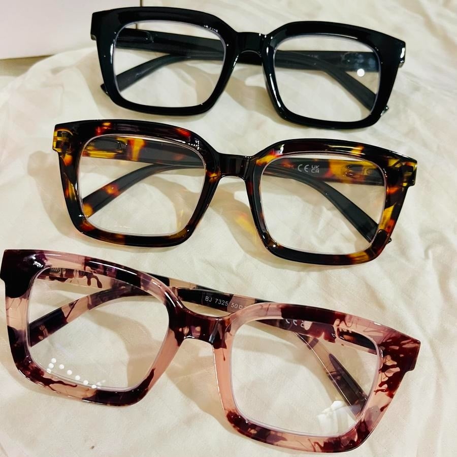 🔥Særtilbud – ✨👓Brille med skildpaddeskaller – Oversized, firkantede briller med blåt lysfilter