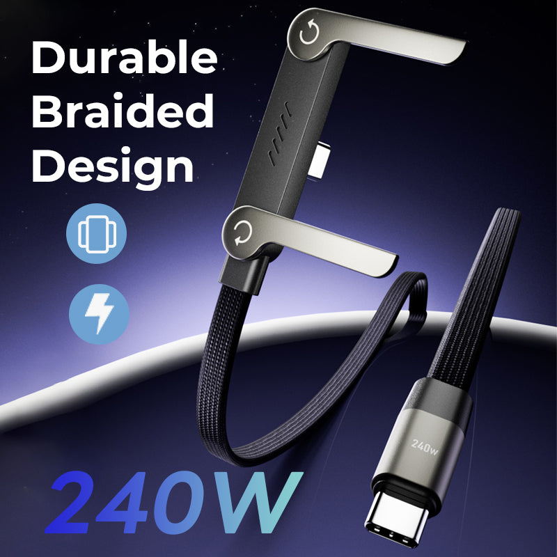 ⚡240 W hurtigopladerkabel med integreret, usynligt stativ — indbygget telefonholder