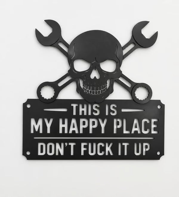 💀🛠️«This Is My Happy Place» – vægskilt i metal🔥