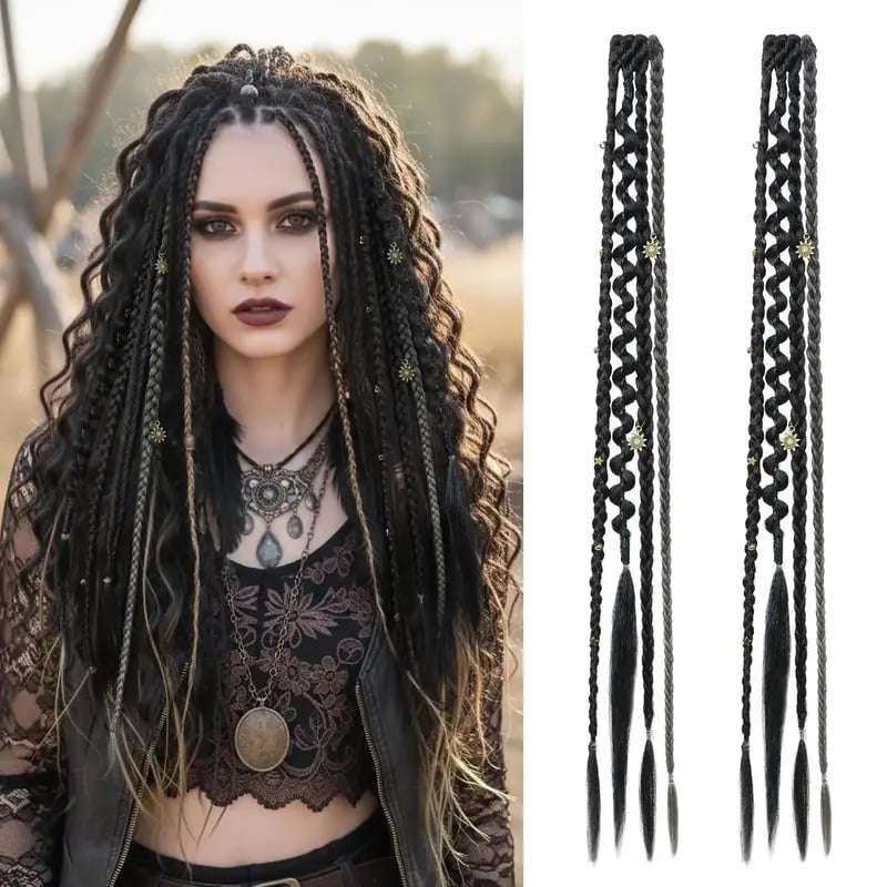 🌿🎨 Boho-fletninger med perler og hårspænder – En nem forvandling af frisuren til festivaler og hverdagen (✨2 stk.)