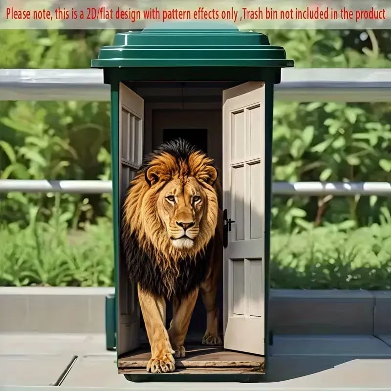 🦒🐯Kreativt klistermærke til skraldespanden med farverig tegneserie✨