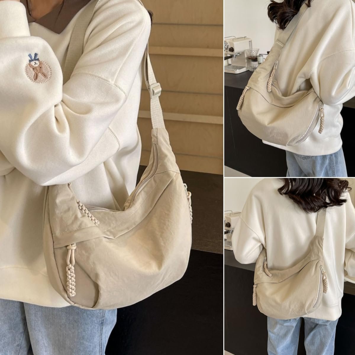 🔥Moderigtig skuldertaske i nylon i ensfarvede farver🔥
