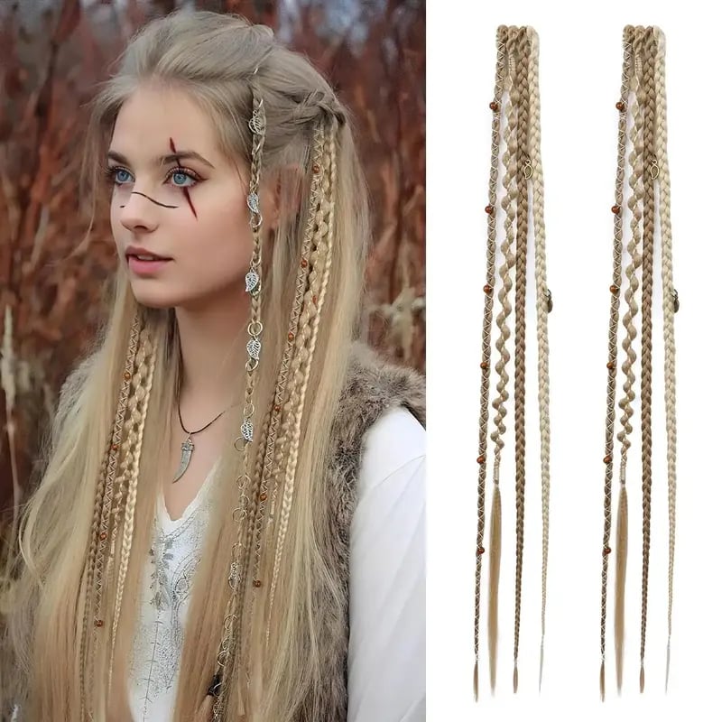 🌿🎨 Boho-fletninger med perler og hårspænder – En nem forvandling af frisuren til festivaler og hverdagen (✨2 stk.)