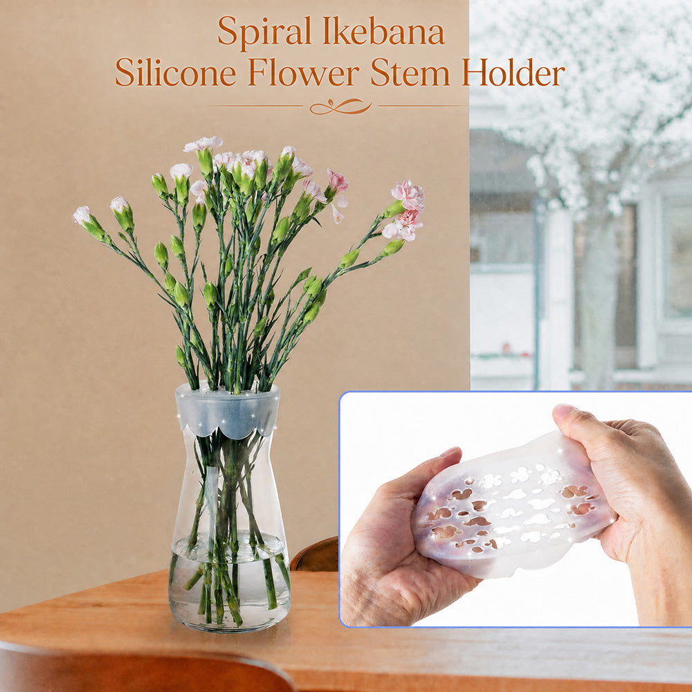 🌸Spiralformet blomsterstilkholder i silikone til ikebana