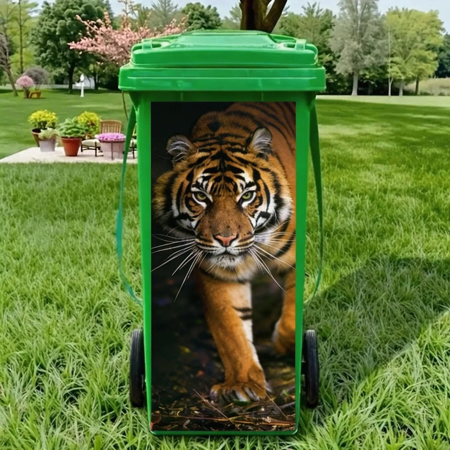 🦒🐯Kreativt klistermærke til skraldespanden med farverig tegneserie✨