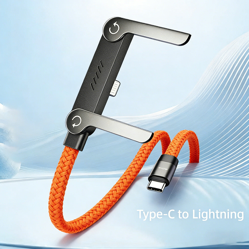 ⚡240 W hurtigopladerkabel med integreret, usynligt stativ — indbygget telefonholder