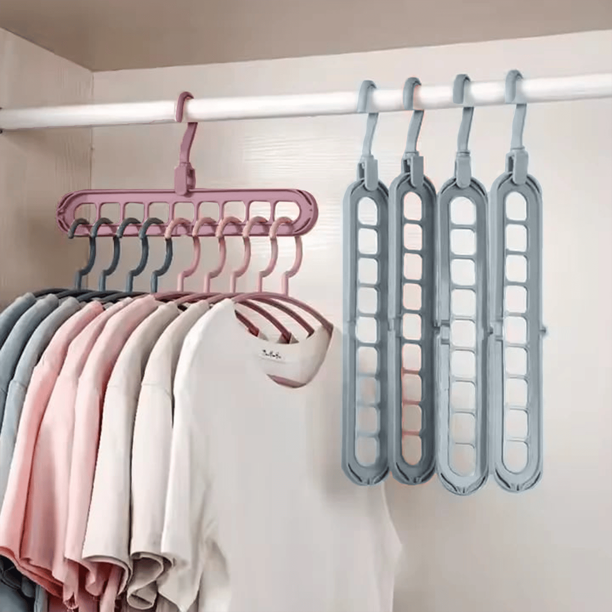 🔥👚 9-i-1 smart tøjbøjle – Få 85 % mere plads i dit skab!