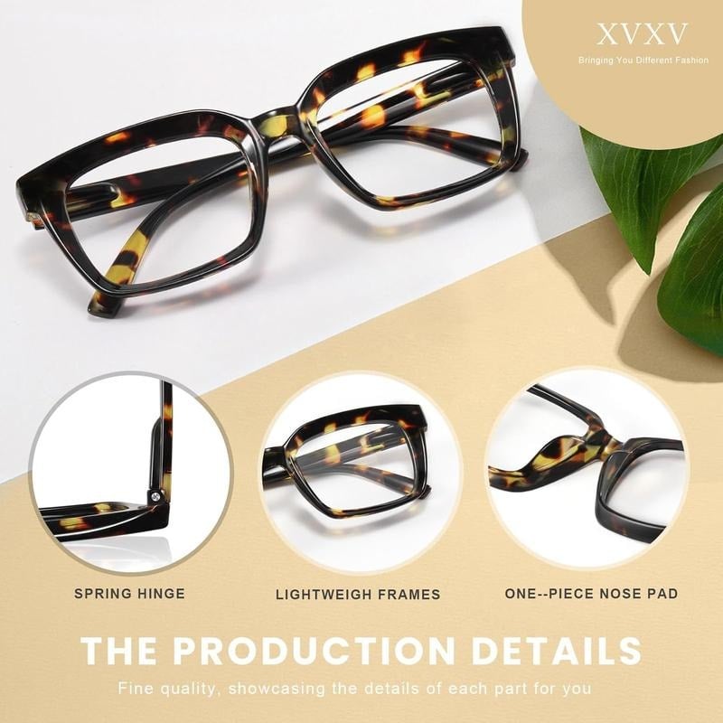 🔥Særtilbud – ✨👓Brille med skildpaddeskaller – Oversized, firkantede briller med blåt lysfilter