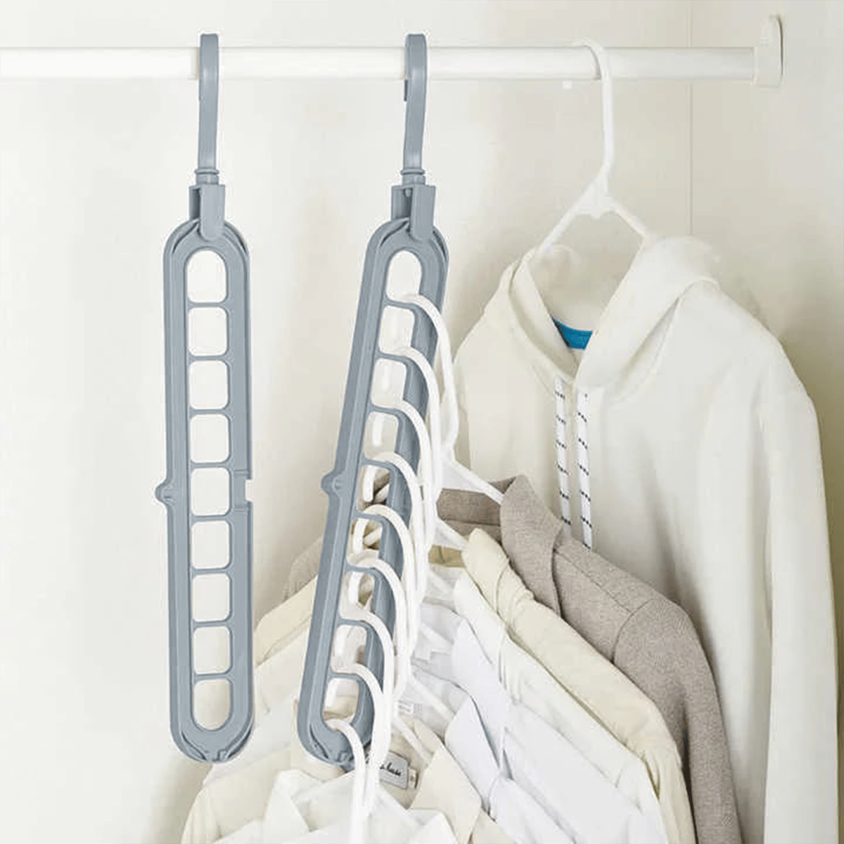 🔥👚 9-i-1 smart tøjbøjle – Få 85 % mere plads i dit skab!