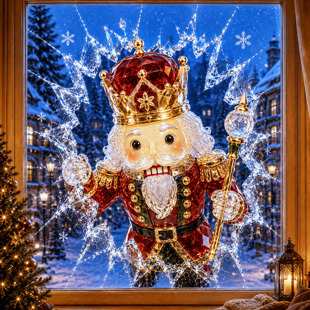 🔥HETEREA 49 % RABATT✨🎄Weihnachtsaufkleber mit Kristallmotiv, der einen Einbruch am Fenster vortäuscht – 3D-Fensterdekoration mit zerbrochenem Glas