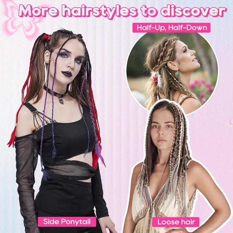 🌿🎨 Boho-fletninger med perler og hårspænder – En nem forvandling af frisuren til festivaler og hverdagen (✨2 stk.)