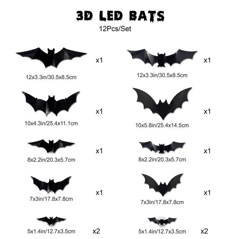 🦇Halloween-dekoration: 3D-LED-væglampe i form af en flagermus