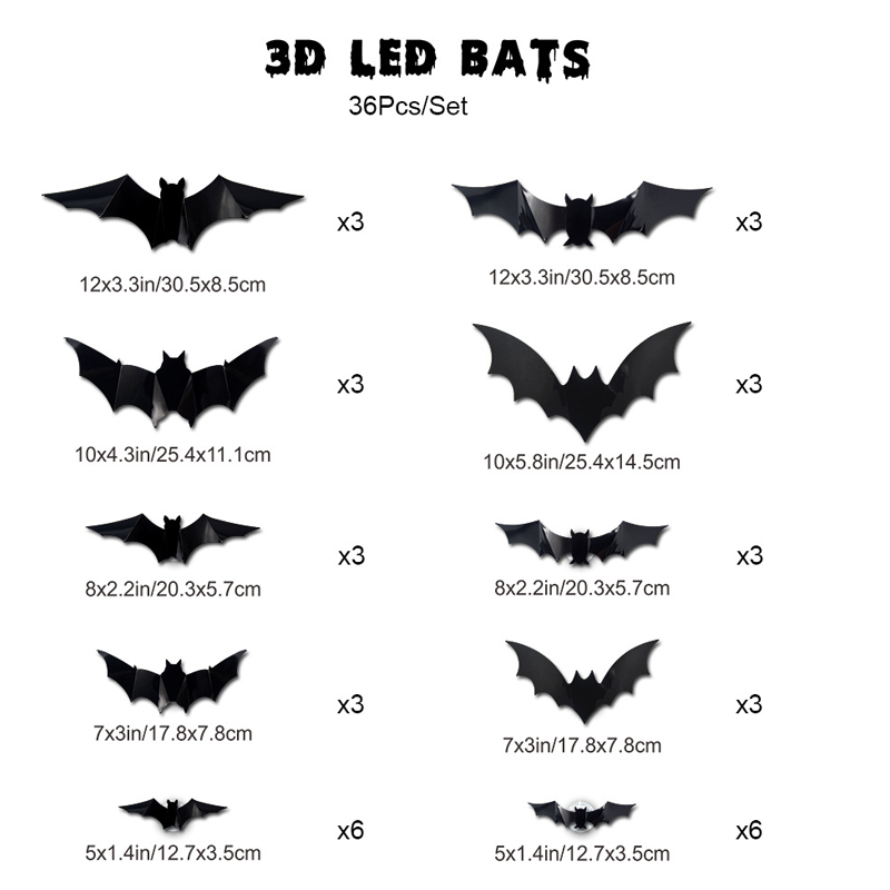 🦇Halloween-dekoration: 3D-LED-væglampe i form af en flagermus