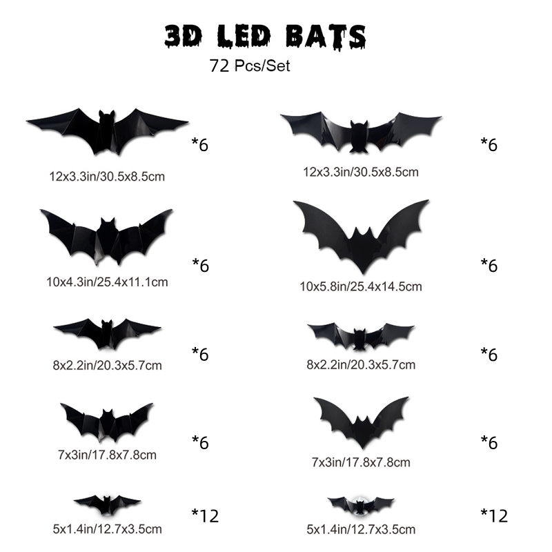 🦇Halloween-dekoration: 3D-LED-væglampe i form af en flagermus