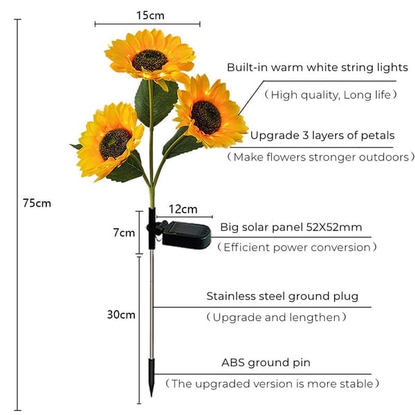 🌻☀️ Wasserdichte Solarlampen – Realistische Blütenblätter, wetterfest (IP65) und leuchten automatisch 8–12 Stunden lang ☀️🌻